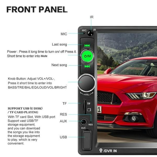 7\ HD MP5 Touch Screen Car Player Digital Display Support Bluetooth Multimedia USB Autoradio Mirror Link Rear View Camera Connection