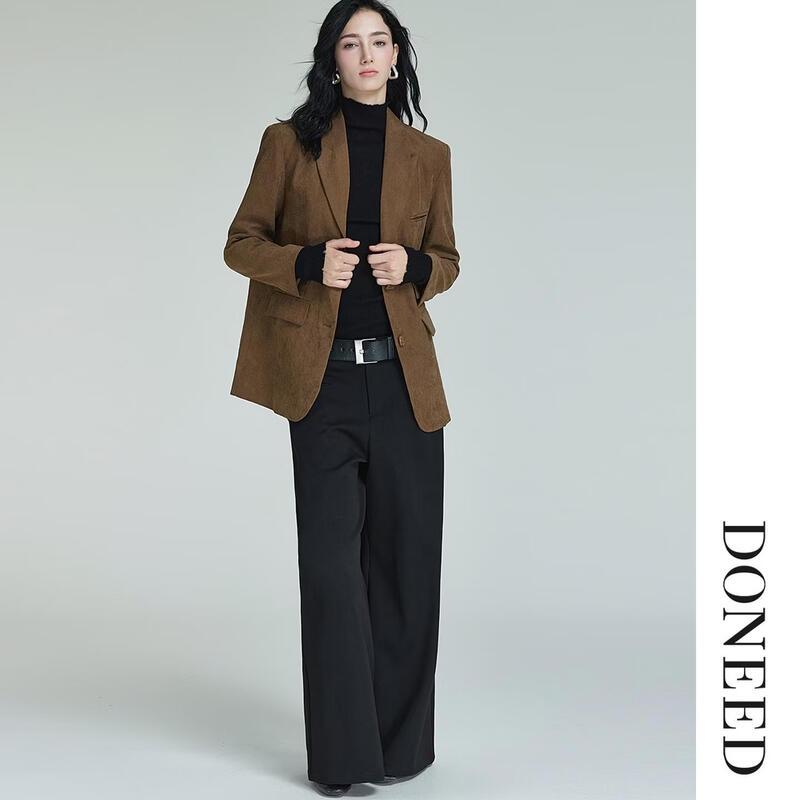 DONEED Women's Faux Suede Commuter Blazer