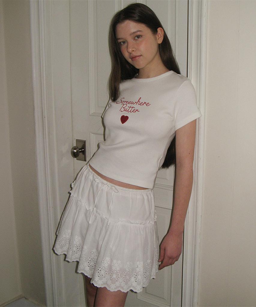 Sseomweeobeoteo Charlotte Lace Mini Skirt - Ivory