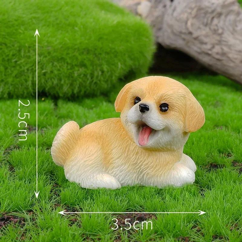 Kawaii Resin Cute Mini Dog Ornaments Figures Miniature Things Statues Dollhouse Room Home Decor Items Desk Accessories
