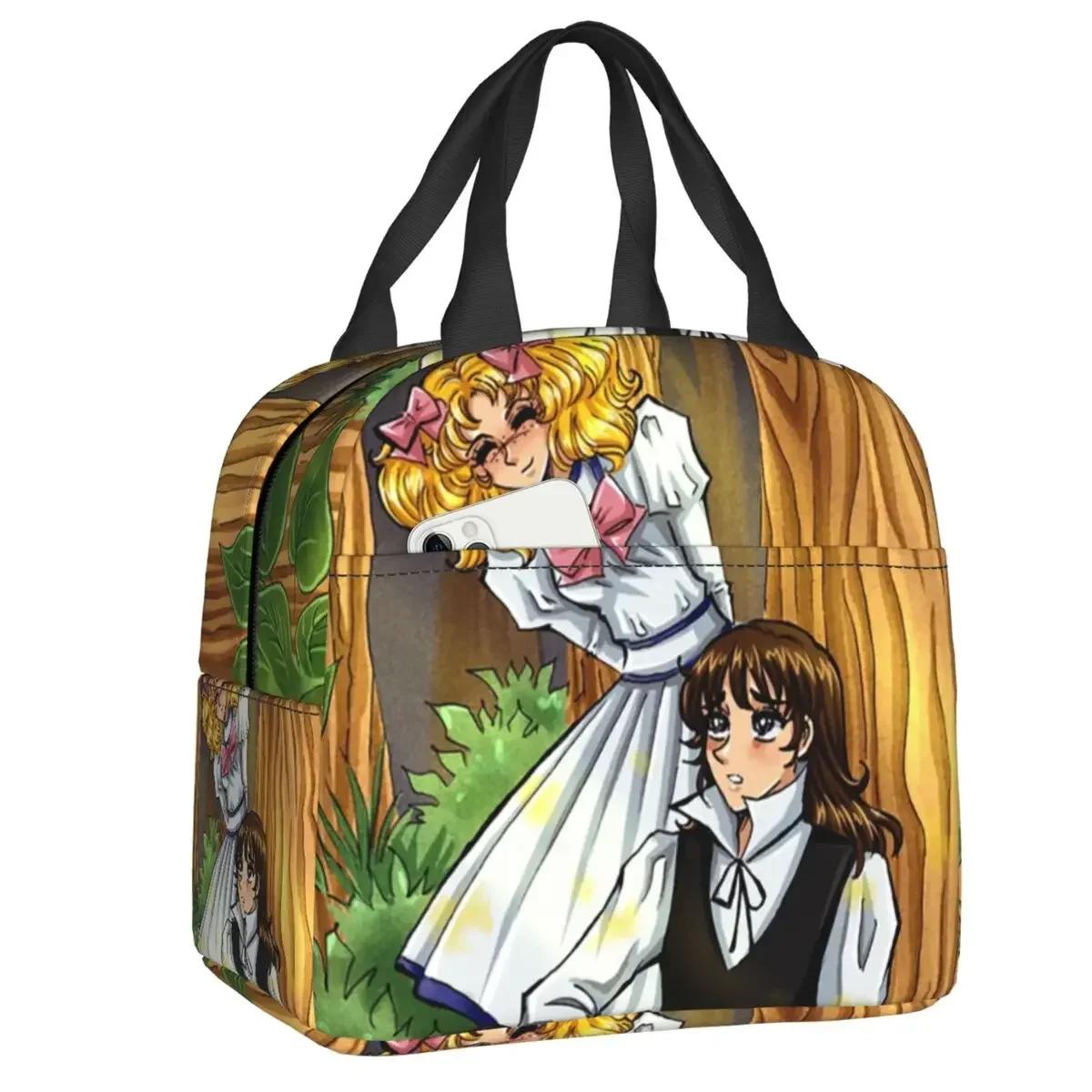 

Candy Candy Anime Manga изолированные сумки для ланча для пикника на открытом воздухе герметичный охладитель термобокс для ланча для женщин и детей 22x20x13CM красный