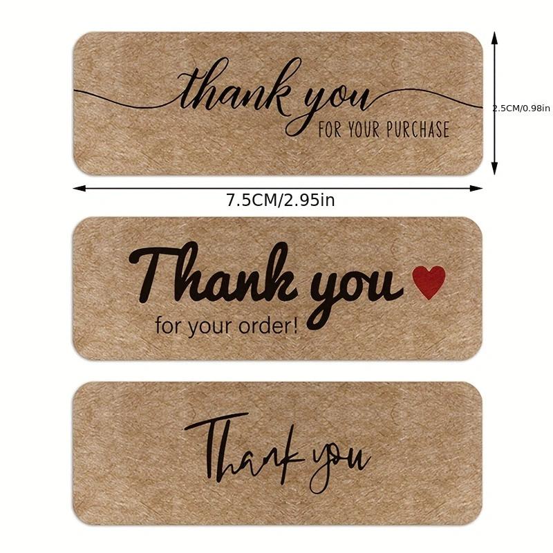 hank You for Your Order Stickers Kraft Paper Sealing Stickers Rectangular Stickers for Shop Bakery Thank Customers Gifts