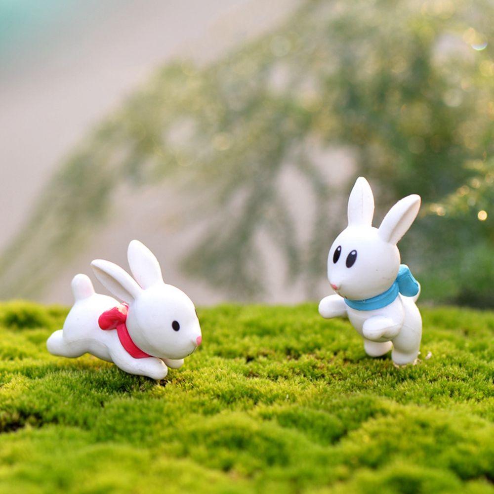 Rabbit Miniatures DIY Materials Moss Micro Landscape Ornament Succulent Doll Ornament Bow Tie Little Rabbit White