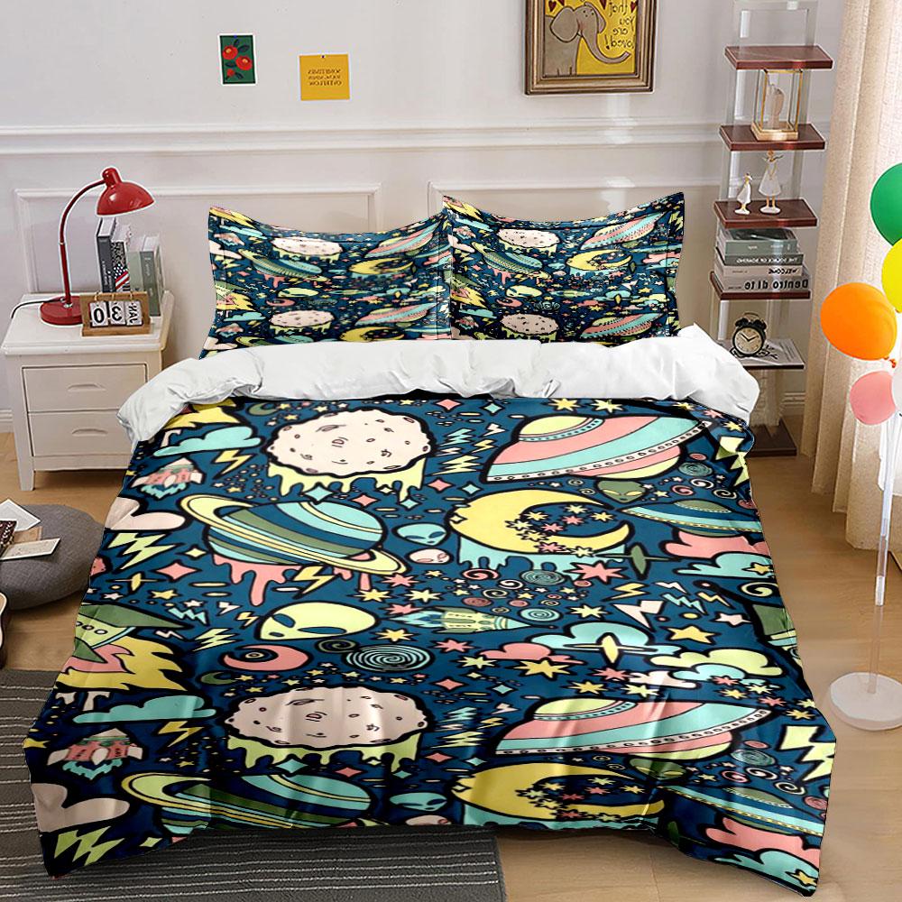 Planets, moons, and stars. Bedding sets Duvet cover sets Duvet covers Pillowcases(1 * Duvet Cover 2 * Pillowcases without duvet insert) 135x200cm