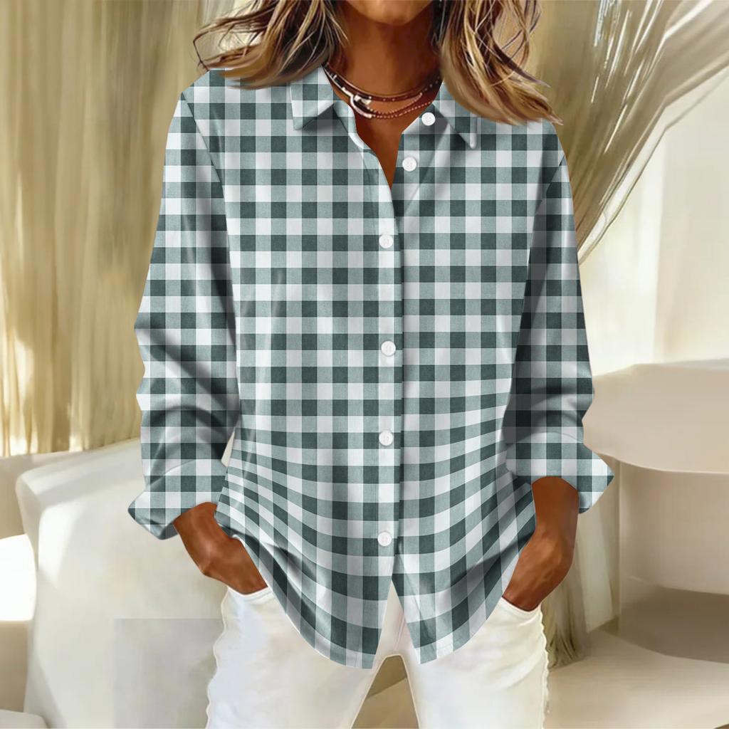 Women's Shirt Blouse Christmas Print Button Long Sleeve Casual Basic Shirt Collar Regular Top