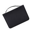 1pc Large Capacity PU Leather Fabric Pencil Case Zipper Pen Bag (Black)