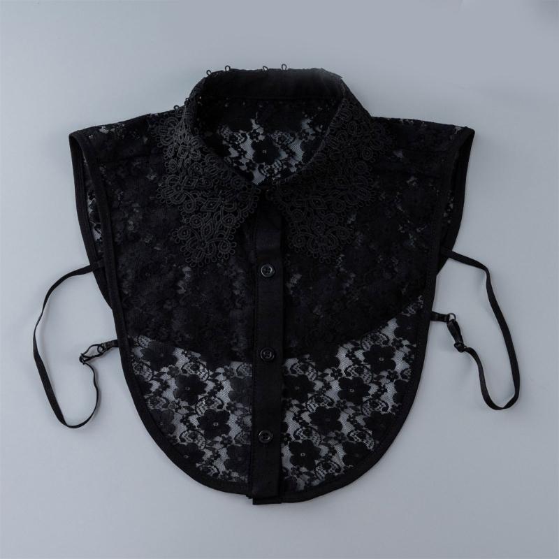 Abnehmbarer Spitzenkragen mit floraler Stickerei Falscher Kragen Stilvolles Halsstück Halbe Hemden Blusen Oberteile Modeaccessoires