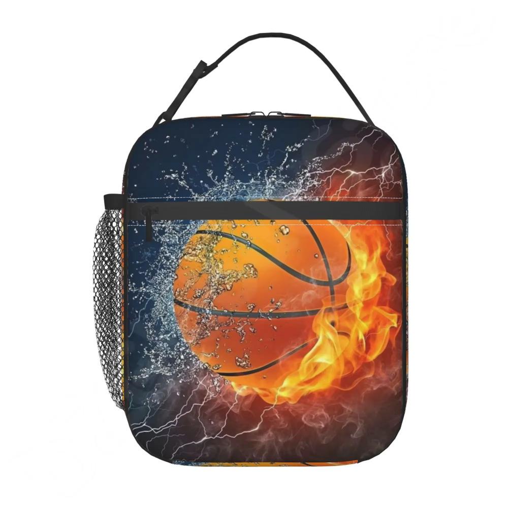 

Спортивный баскетбольный ланч-бокс, портативная изолированная сумка для ланча, мини-холодильник, набор для термопереноски еды в школу для девочек и мальчиков 26x21x11CM чёрный
