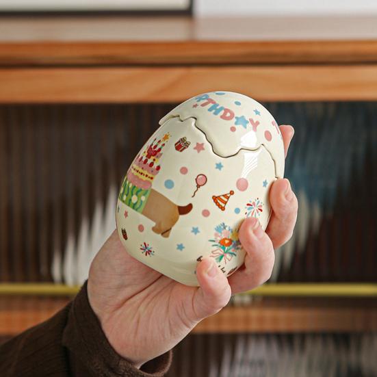 Scented Candle Cup Ceramic Eggshell Holder for Candles, Candles Unique Housewarming Gift Container, Minimalist Art Ornament Home Decor Tabletop