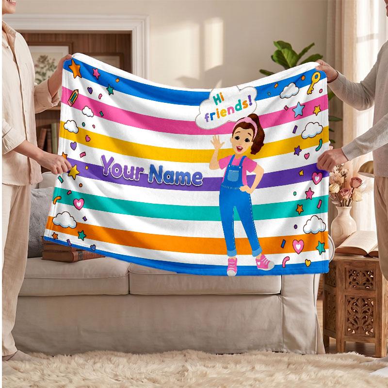 Ms rachel Coperta in Flanella Personalizzata, Testo Nome Stampato Personalizzato, Coperta Calda Morbida per Divano Letto
