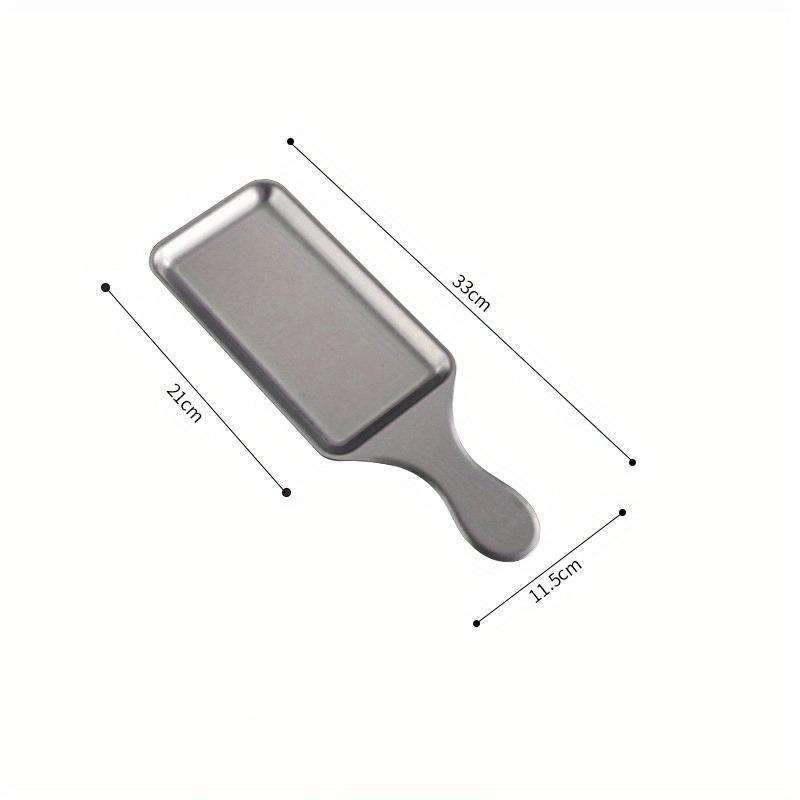 Stainless Steel Rectangular Plate with Handle Made Old Meat Plate Western Food Steak Sushi Plate Flat Bottom Tray