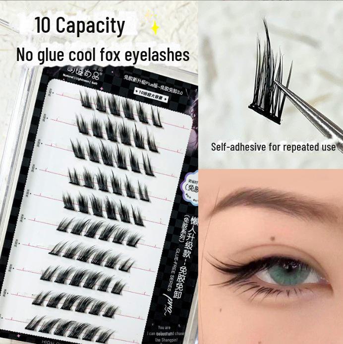 Mengji Shangpin Dense Clustered False Eyelashes, 12 Rows, European & American Style, Light & Volumizing Oblique Fox Eye Design
