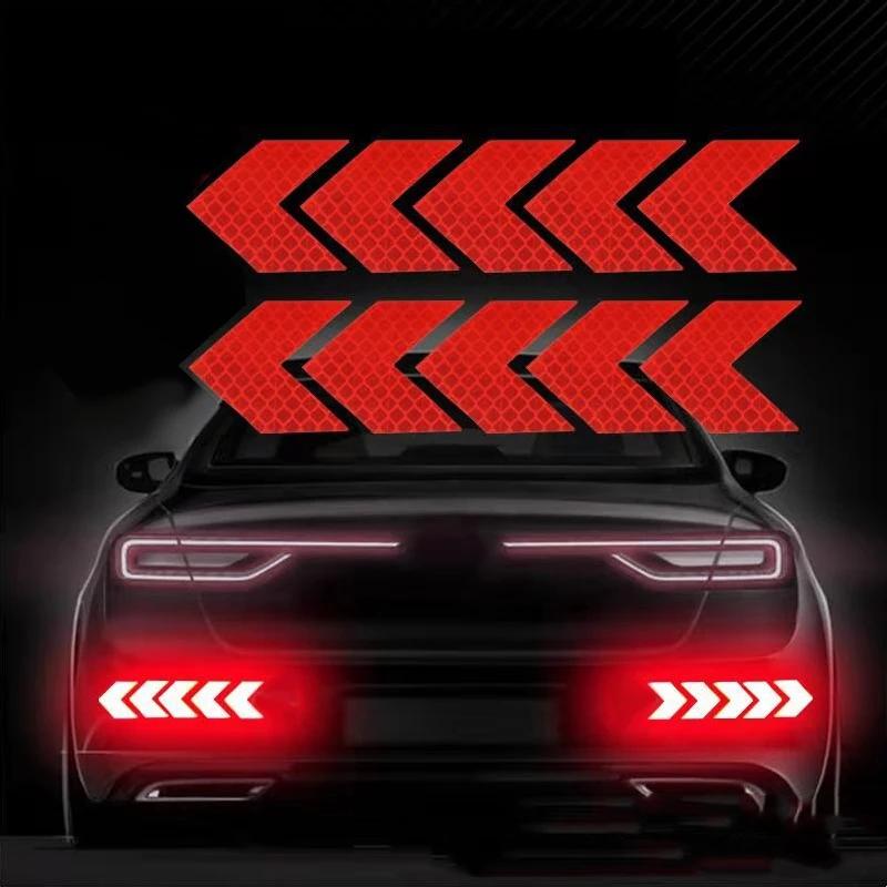 10 Pcs/Set Reflective Arrow Sign Tape Warning Safety Sticker for Car Bumper Trunk Reflector Hazard Tape Motorcycle Accessories