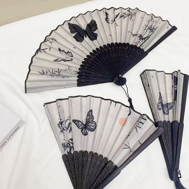 Chinese Folding Fan Hand Fan Decorative Dance Fans with Tassels Wedding Hand Fans Portable Bamboo Fans Wedding Gift for Guests