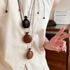 Hollowed Smudging Resin Pendant Necklaces for Women Wooden Hanging Wine Pot Long Neck Chains Adjustable Vintage Rope Jewelry F