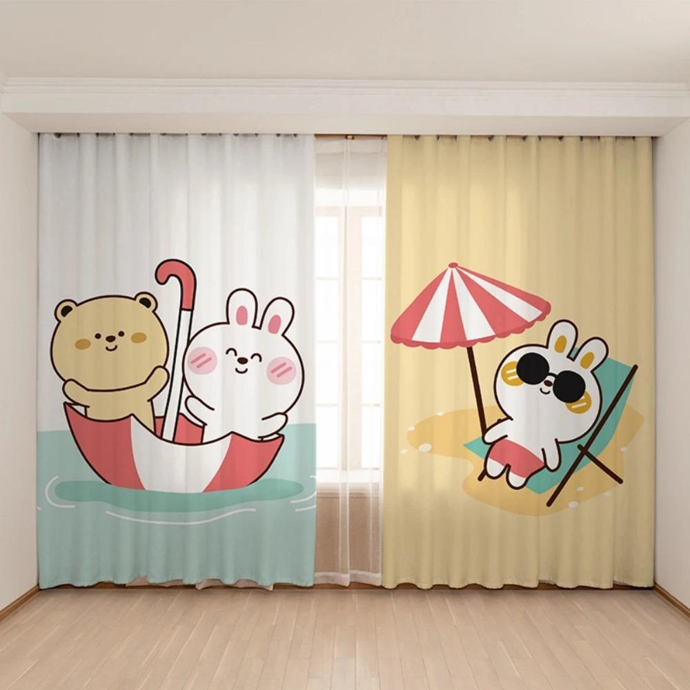 Cute Cartoon Rabbit Children Room High Shading Curtain Bedroom Kindergarten Training Class Early Education Center Blackout Drape