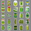 50 Sour Cucumber Stickers Set for Phones & Laptops - Pickle-Themed Resin Decals