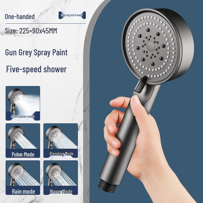 Supercharged High-Pressure Shower Head with Hose Set