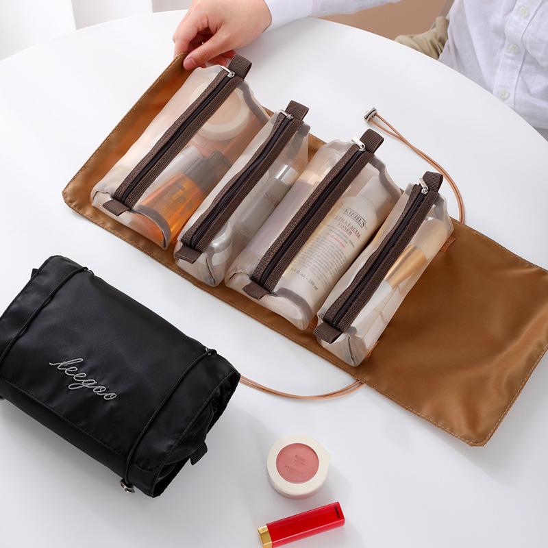 Foldable Waterproof Toiletry Bag: Large Capacity 4-in-1 Travel Makeup Organizer
