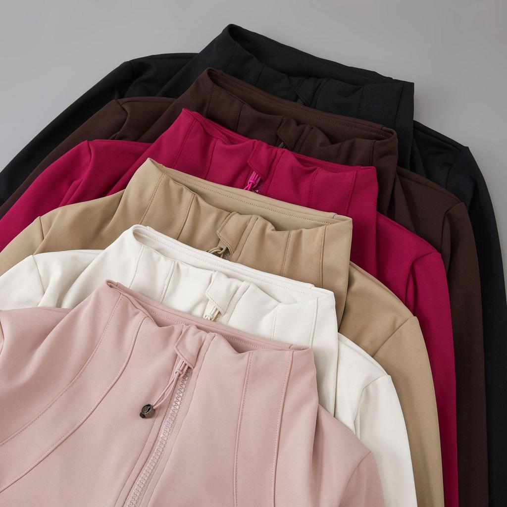 Sportovní bunda s dlouhým rukávem na zip se stojáčkem pro běh, cyklistiku, jógu a ochranu před sluncem