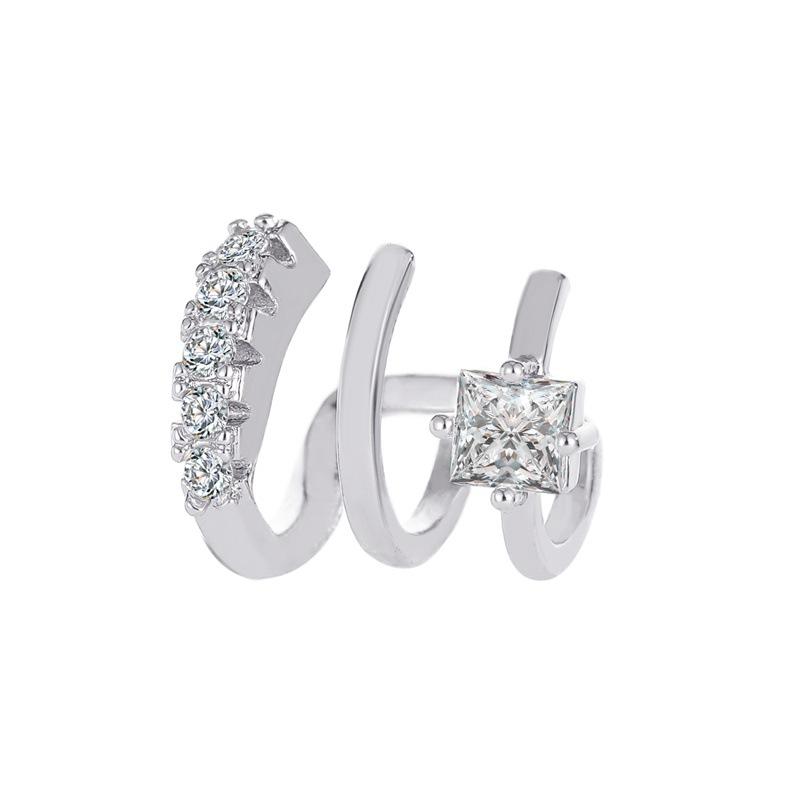 Stylish Minimalist Ins Style Three Layer Ear Clips Elegant Zircon No Piercing Earrings Ear Cuffs for Women