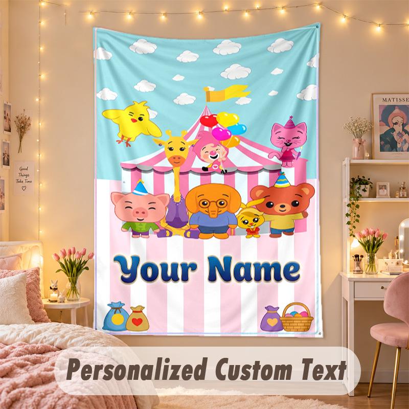 Benutzerdefinierter personalisierter Wandteppich, El Payaso Plim Plim Druck Benutzerdefinierter Name Text Wandkunst zum Aufhängen für Schlafzimmer