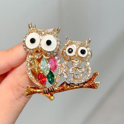 Cute Owl Brooch Bird Rhinestone Metal Brooch Pin Coat Accessories Women