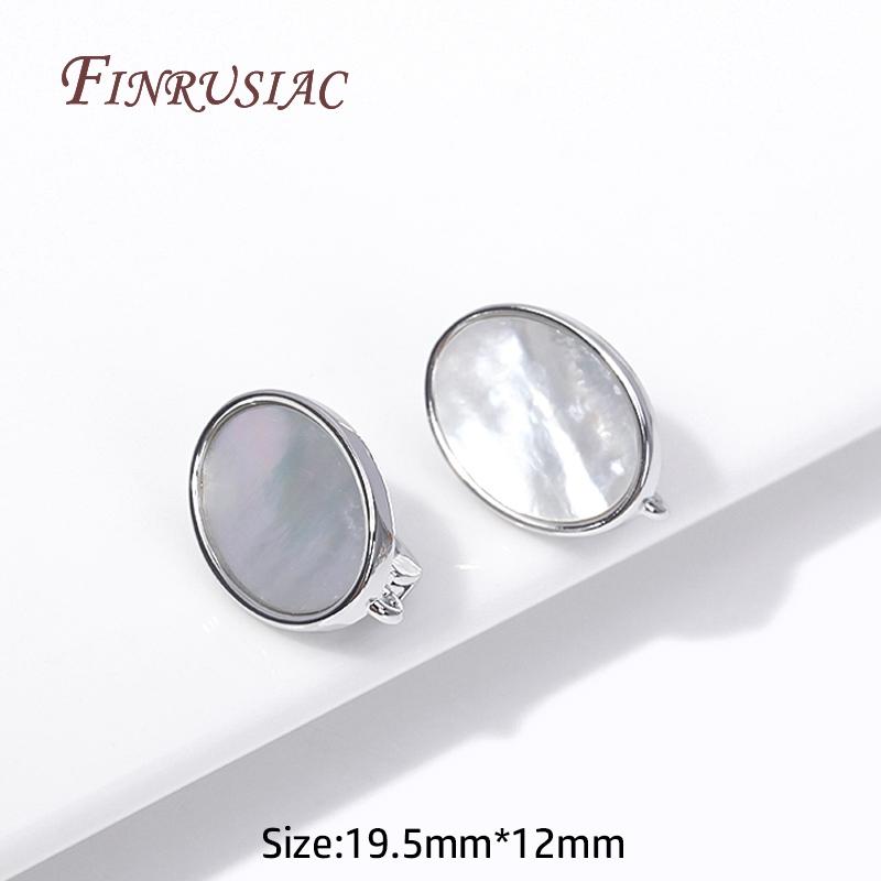 Oval Earring Clasp Fasteners,Rhodium/18K Gold Plated Natural Shell Earwires Fasteners For DIY Handmade Charm Earrings Findings