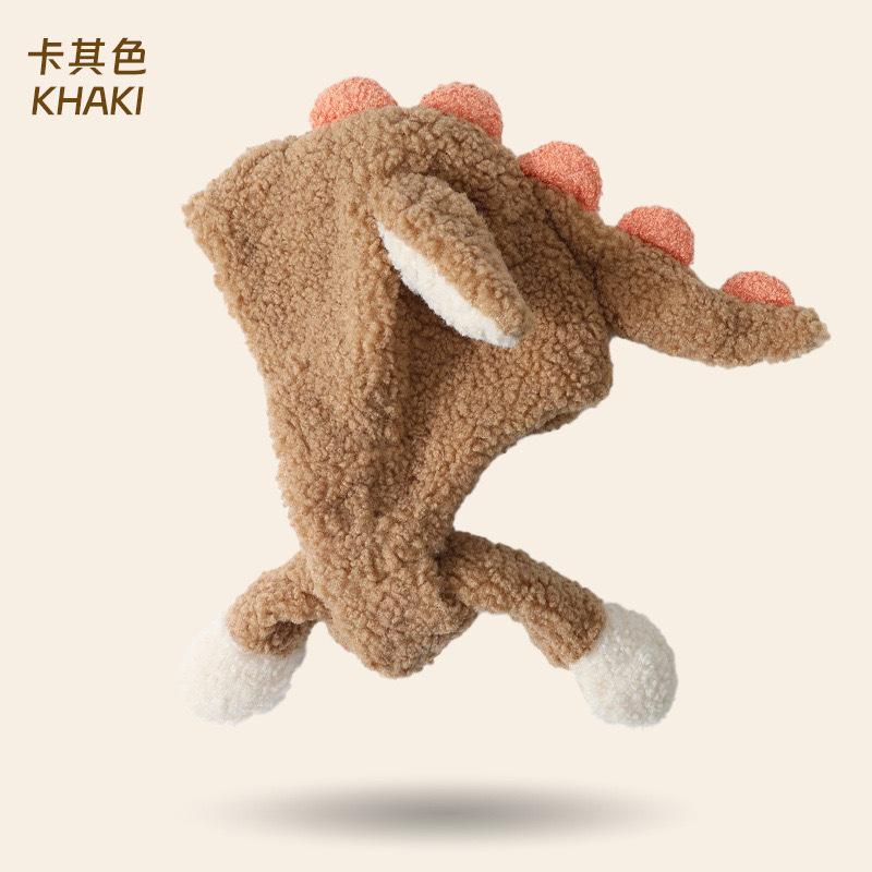 Cute Children's Lei Feng Hat Baby Autumn and Winter Warm Korean Dinosaur Ear Protection Integrated Hat Ears Will Move
