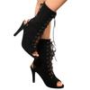 Summer New Fish Mouth Hollow Sexy Thin Heel Strap High Heel Roman Sandals