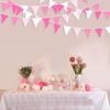 32Ft Rose Hot Pink Pennant Banner Fabric Triangle Flag Cotton Bunting Garland Kit for Wedding Birthday Baby Shower Anniversary Party Home Nursery