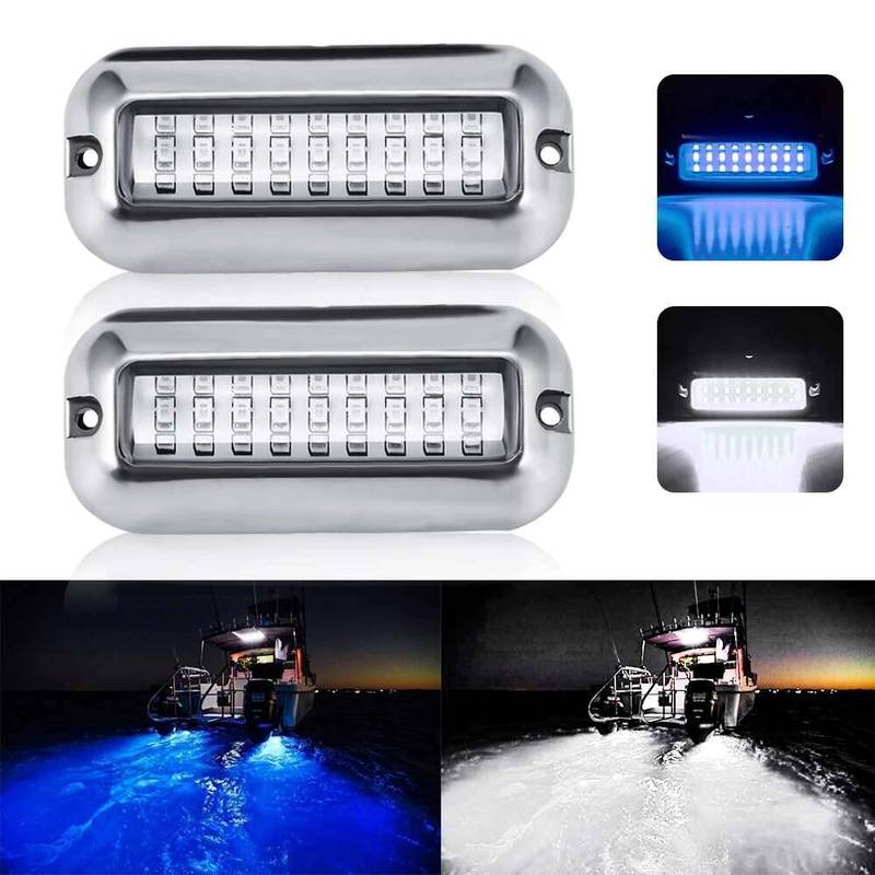 27LED 12V Transom Underwater Pontoon Ship Boat Accessories Stainless Steel Waterproof Marine Light IP68