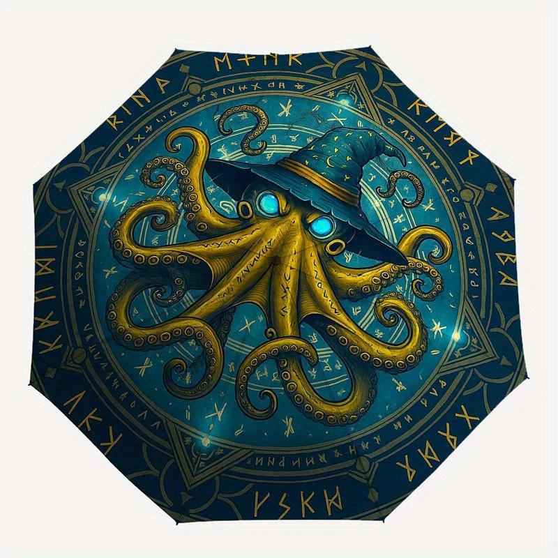 Magical Octopus Wizard Hat: Mystical Fantasy Accessory Umbrella, Portable 3-Fold Compact Umbrella for Men & Women R158