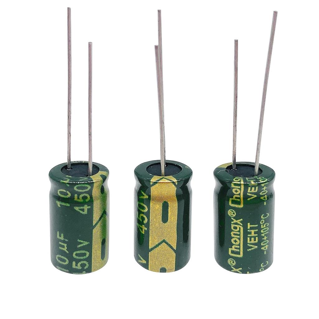 10pcs 450V 10UF Capacitor 10X17MM(0.39x0.67in) High Frequency Aluminum Electrolytic Capacitors for TV, LCD Monitor, Game