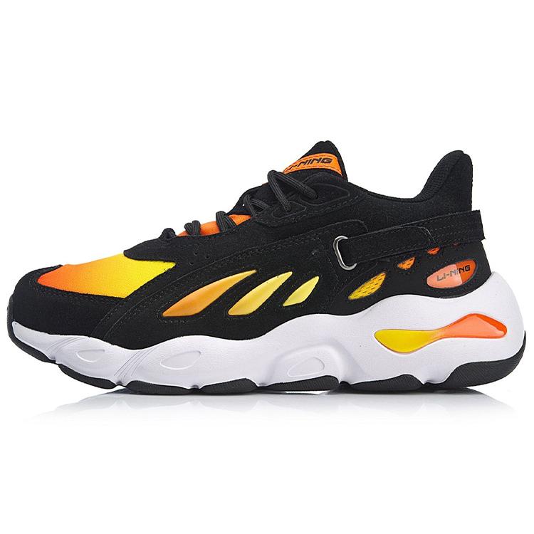 New LiNing Butterfly Cushioned Slip Resistant Low Top Chunky Sneakers Black Yellow AGCN225-6