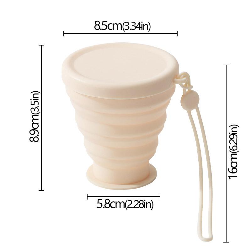 200ml Portable Silicone Folding Water Cup Outdoor Heat Resistant Mug with Lid Reusable Portable Drinking Mugs for Travel Camping