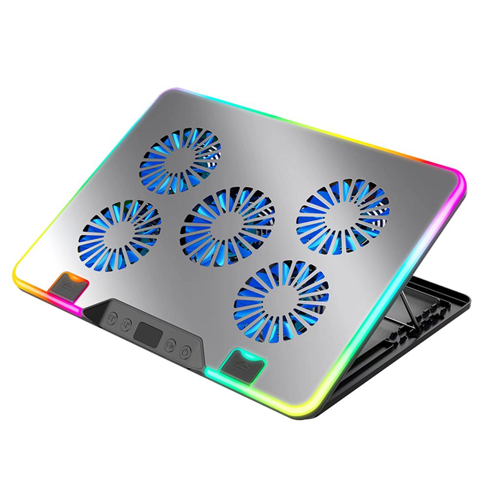 Notebook Stand with 5 Quiet Fans Notebook Cooler Height Adjustable 2 USB Ports for 11-17.3in Computer PC Notebook Gaming Laptop