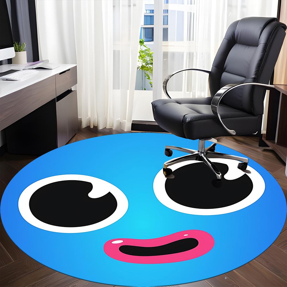 1pc Blue Face Chair Carpet for Office, Non-slip, Soft and Durable Office Rug, Perfect for Office yy260131078