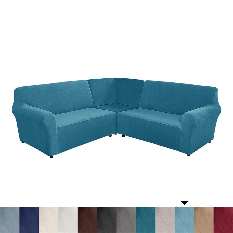 5 Seater Thicken Velvet Sofa Covers Stretch L Shape Sectional Sofa Slipcovers for Living Room Washable Armchair Couch Covers