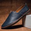 Men's Trendy European & American Slip-On Leather Casual Driving Shoes - Breathable Low-Top, Large Sizes Available