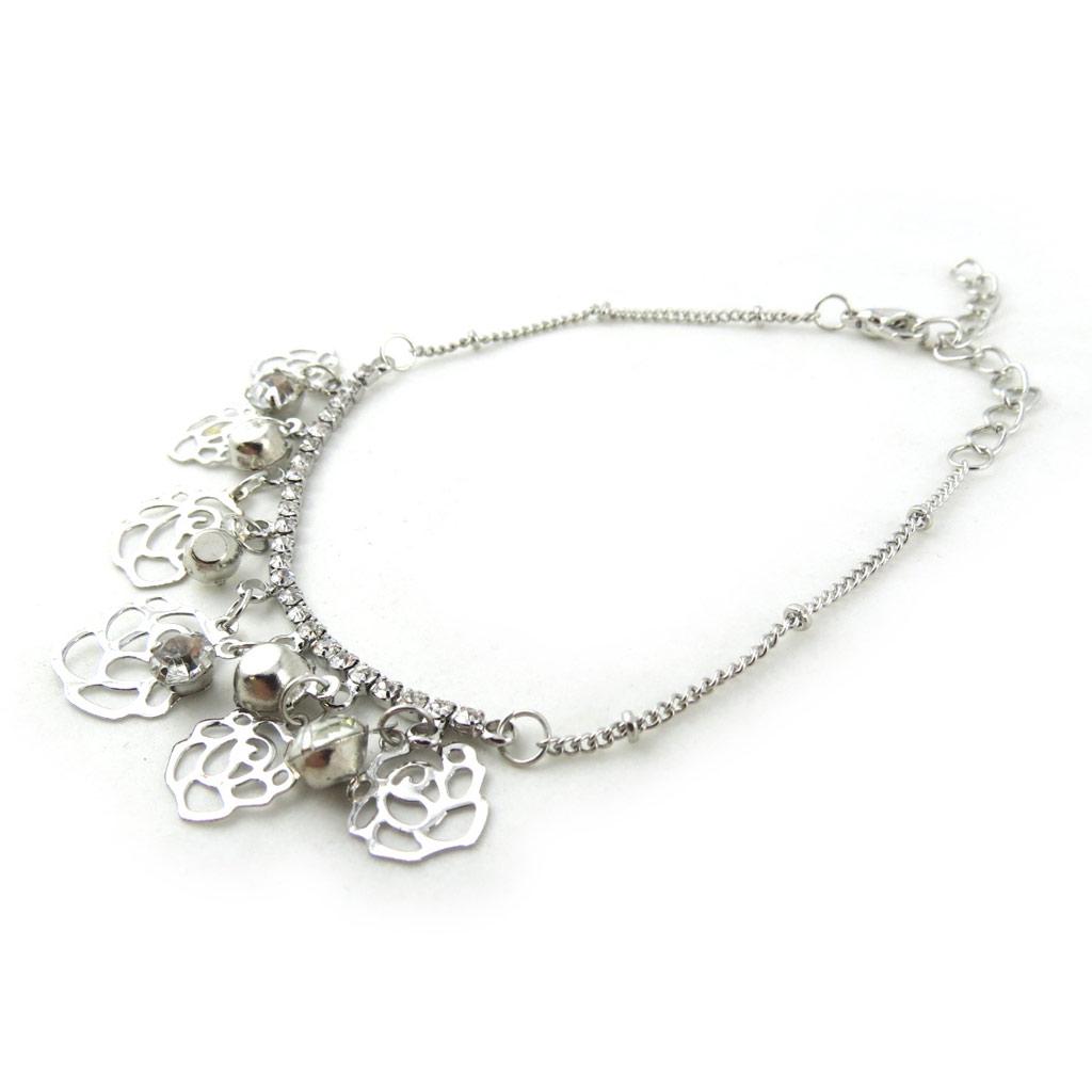 Les Trésors De Lily [N1148] - Silver White 'Rosa Romantica' Bracelet