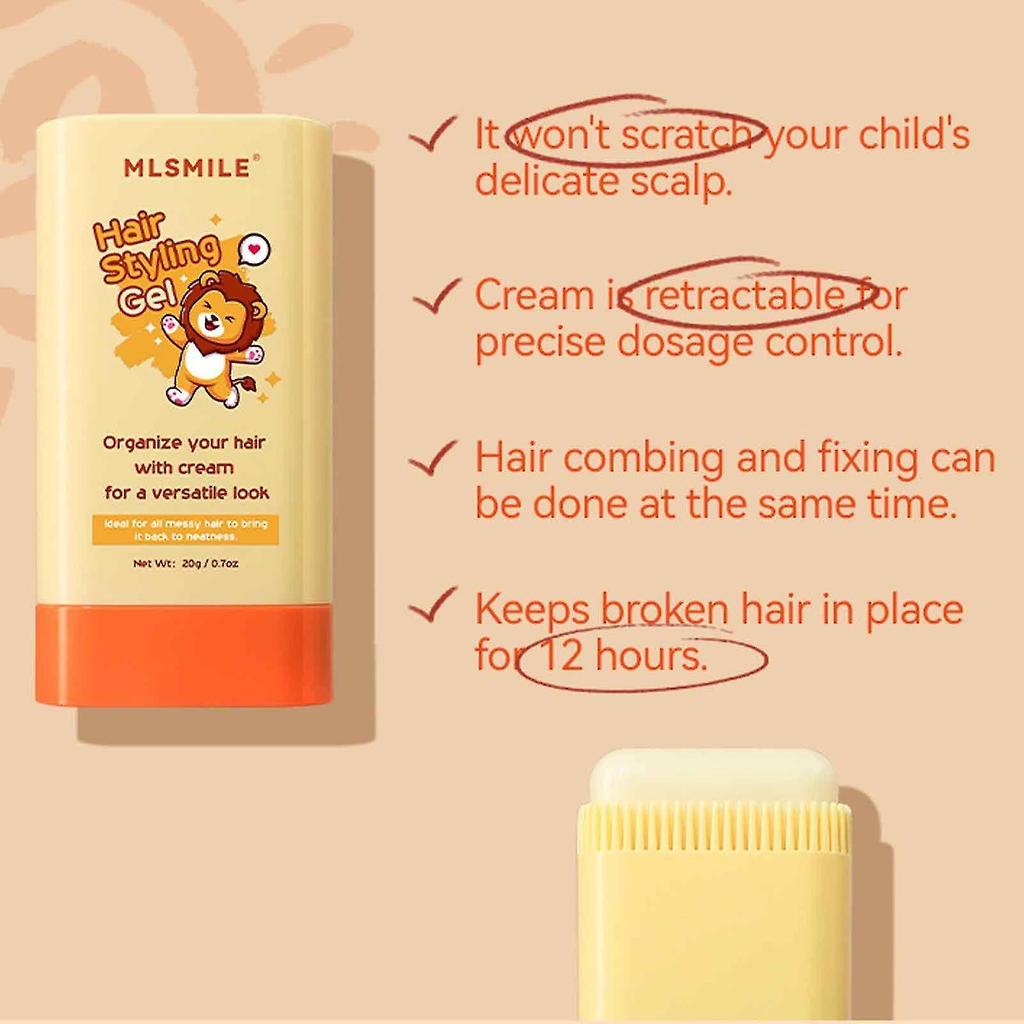 2 In 1 Hair Combing Hair Finishing Cream Styling Hair Gel Children Pregnant Women Antifrizz Hair Wax Stick Wax Stick For Hair Slick Stick 20G