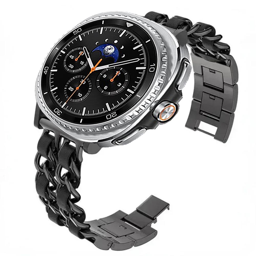 Metall+Leder Armband für Samsung Galaxy Watch 8 Classic 46mm/Ultra 47mm Mode-Armband für Galaxy Watch 8 44mm 40mm Sportband