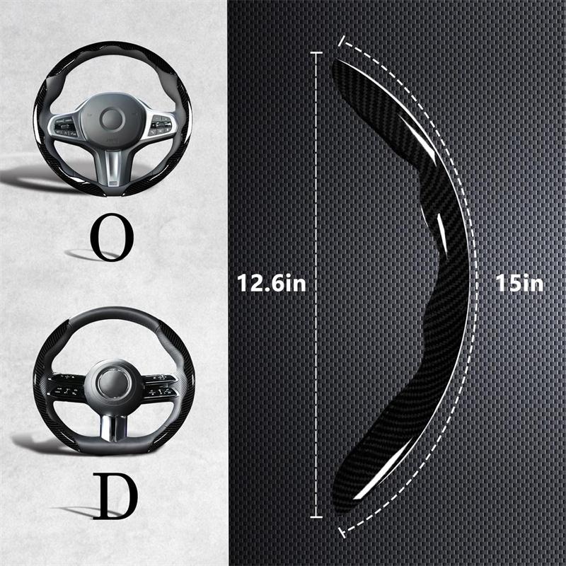 3Pcs 38Cm Carbon Fiber Car Steering Wheel Cover Non-Slip Protective Cover Segmented Car Styling Accessories For 99% Car