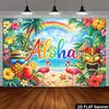 2D Summer Hawaii Aloha Tiki Mask & Flower Photo Booth Background