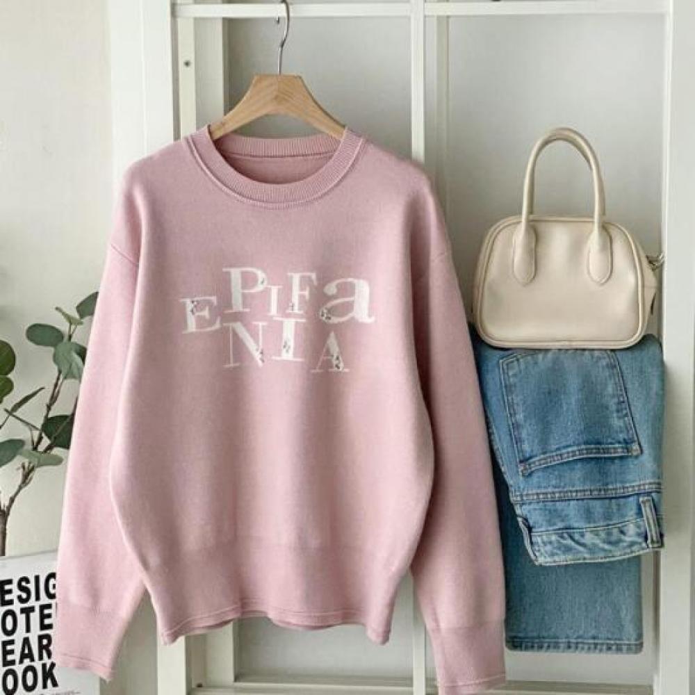New Arrivals Open Run Alphabet Round Neck Spring Tee Round Neck Knit Pearl Longs