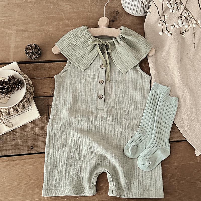 

Летний комбинезон для малышей из хлопковой марли 2025 года — комбинезон без рукавов для прогулок 80 cm