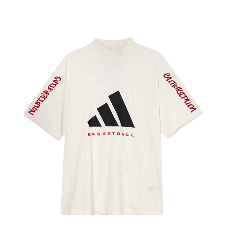 Adidas Basketball The 2025 Collection Chapter 01 Casual Comfortable Half High Neck Short Sleeve T-Shirt Unisex Tops White JE3762(TEAM702-B3.3.3)