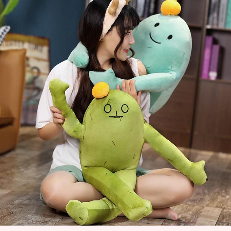 Adorable Korean Style Cactus Stuffed Toy Soft And Cuddly Plush Doll For Girls Large Size Cushion Pillow With Cute Facial Expression
