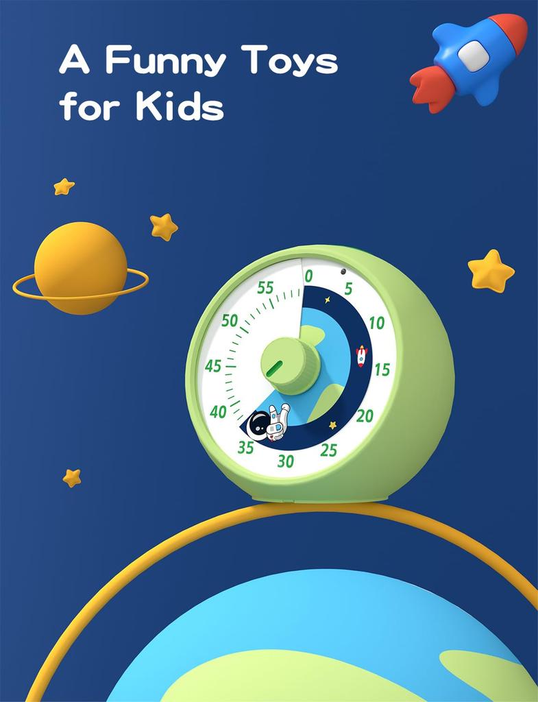 Kiecky Squirrel Dětský vizuální časovač 60 minut odpočítávání pro učebnu Stolní časovač Dětský nástroj pro správu času Tichý provoz Pomodoro Timer Planet